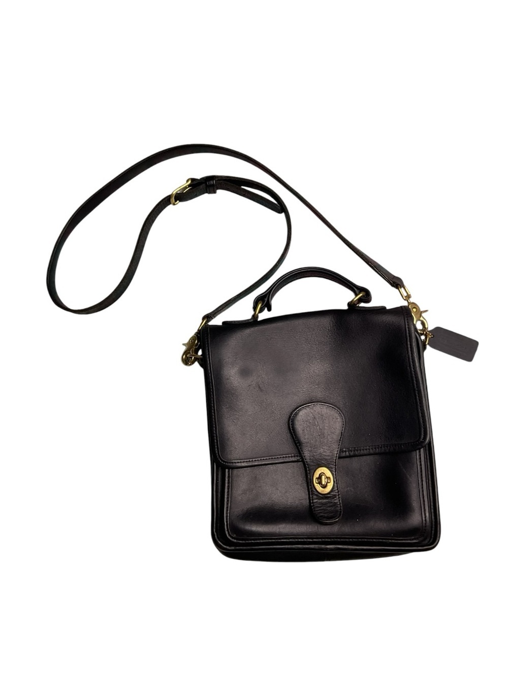 Vintage Coach Willis Bag Black Leather Crossbody Satchel Purse USA Made 5130
